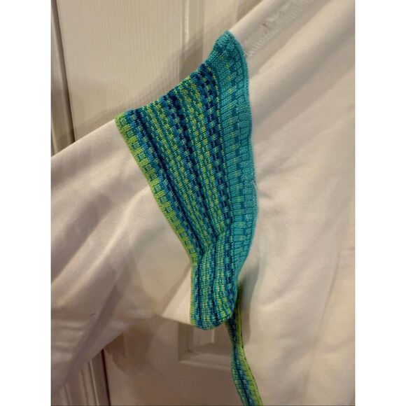 Natural Life White Aqua Sweater Accented Rounded Hem Sweatshirt sz L\ XL EUC - Picture 2 of 6